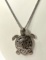 Sterling Silver Turtle Pendant on 18