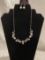 Silver Tone and Faux Pearl Necklace, Earrings