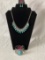 Beautiful Faux Turquoise Cuff Bracelet with Coordinating Necklace and Earrings