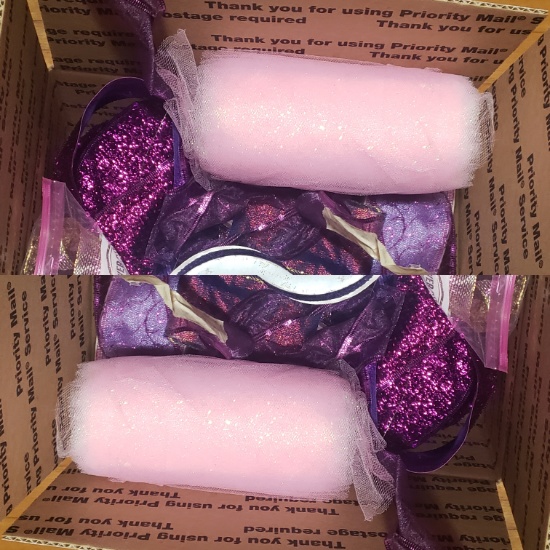 Box Lot of Ribbon - Pink and Purple