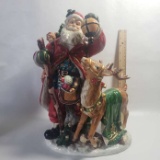 Ceramic Tabletop Santa and Reindeer Décor