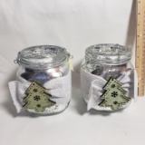 Lot of 2 Glass Candle Holders