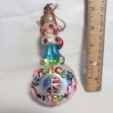 Blown Glass Ornament - Peace 1969 Hippie with Guitar