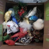 Box Lot of Assorted Bird Ornaments - Cages and Figures