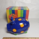 Burton and Burton Ceramic Piggy Bank - Navy Blue - New in Box