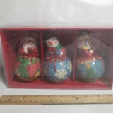Box of 3 Ornaments - Santa, Snowman and Nutcracker