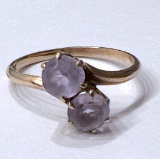 10K Gold Ring with 2 Purple Stones