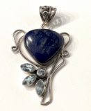 Sterling Silver Pin with Blue Lapis Stone