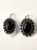 Sterling Silver Earrings with Black Onyx Stones