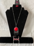 Beautiful Red Necklace, Bracelet and Earrings Set