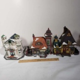 Lot of 3 Village Buildings - with 3 Light Shared Cord