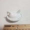 Vintage Milk Glass Chicken on Nest Salt Cellar