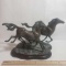 Bronze Tone 3 Horses Galloping Statue By San Pacific
