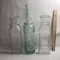 Lot of 2 Antique Milk Bottles and 1 Green Glass Bottle