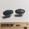 Sterling Silver Screw Back Earrings with Green Stones