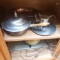 Cabinet Lot with Fondue Pots, Silver Plated Dish