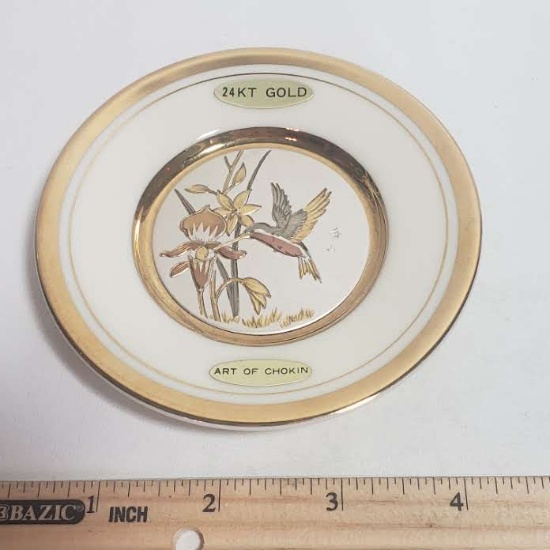 The Art of Chokin Hummingbird Decorative Plate
