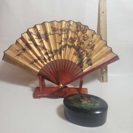 Oriental Fan and Trinket Box