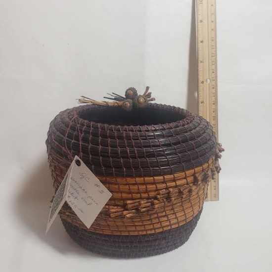 Locally Made Pine Needle Oval Basket