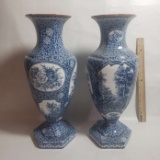 Pair of Lovely Villeroy & Boch Flamande Blue Mantle Vases