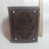 Antique Leather and Brass Photo Album with Photos