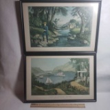 Lot of 2 Framed Currier & Ives Prints