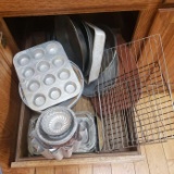 Cabinet Lot of Assorted Baking Pans and Pressure Cooker