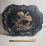 Mid Century Metal Tray with Pheasants