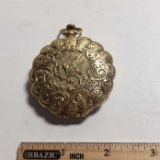 Gold Tone Pocket Watch Style Vintage Makeup Compact