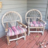 Pair of Bent Cedar Chairs with Cushions