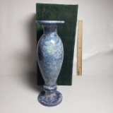 Vintage Multicolor Cobalt Blue Stone Vase with Felt Case