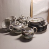 Hand Painted Japanese Village Antique Teaset -Service For 6