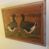 Hand Painted, Signed Ducks on Wood Art