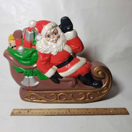 Vintage Ceramic Santa in Sleigh