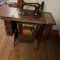 Antique Cast Iron & Wooden Singer Sewing Machine Cabinet & Sewing Machine