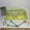 Early Tupperware Tray, Stackable Cups w/Lids, Measuring Spoons & Utensils