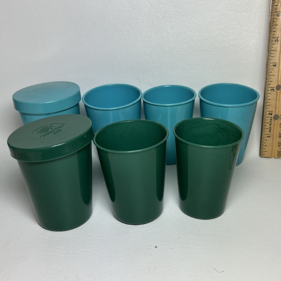 Pair of Stanhome Cup Nesting Cups Sets with Caps