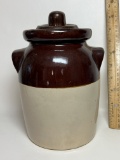 Double Handled 2-Tone Pottery Jar with Lid