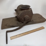 Antique Grinder on Wooden Base