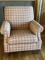 Ethan Allen Plaid Arm Chair with Wooden Legs