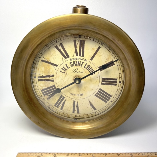 Brass Timeworks Vintage Style 2 Sided Clock Restaurant De L’ile Saint Louis Paris 1811
