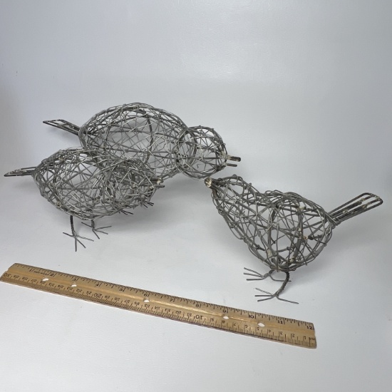 Set of 3 Wire Bird Decor