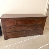 Dark Wooden Traditional Long 7 Drawer Dresser