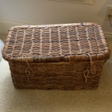 Large Wicker Chest with Hinged Lid