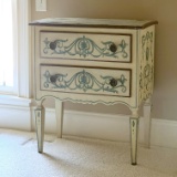 2 Drawer Hand Painted Wooden Night Stand