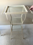 3-Tier Metal Stand with Glass Shelves & 2 Handles