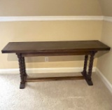 Vintage Rectangular Wooden Flip-Top Console Table - Makes Larger Table -Turned Legs