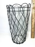 Tall Glass Vase with Wire Exterior
