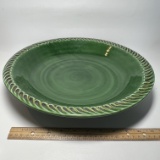 Large Pottery Barn Hand Crafted Green Bowl Made in Italy