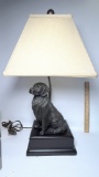 Adorable Retriever Lamp with Heavy Brass Dog + Shade - 24”